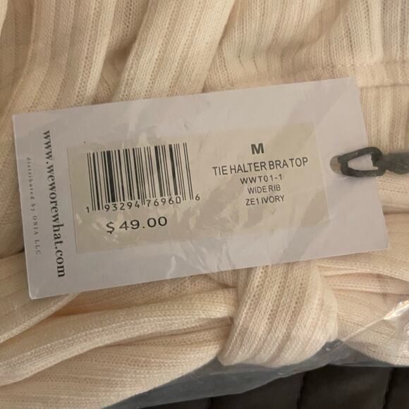 WeWoreWhat Halter Bandeau Cris Cross Crop Top Ivory White Tie Bra M NWT Revolve - Picture 5 of 7